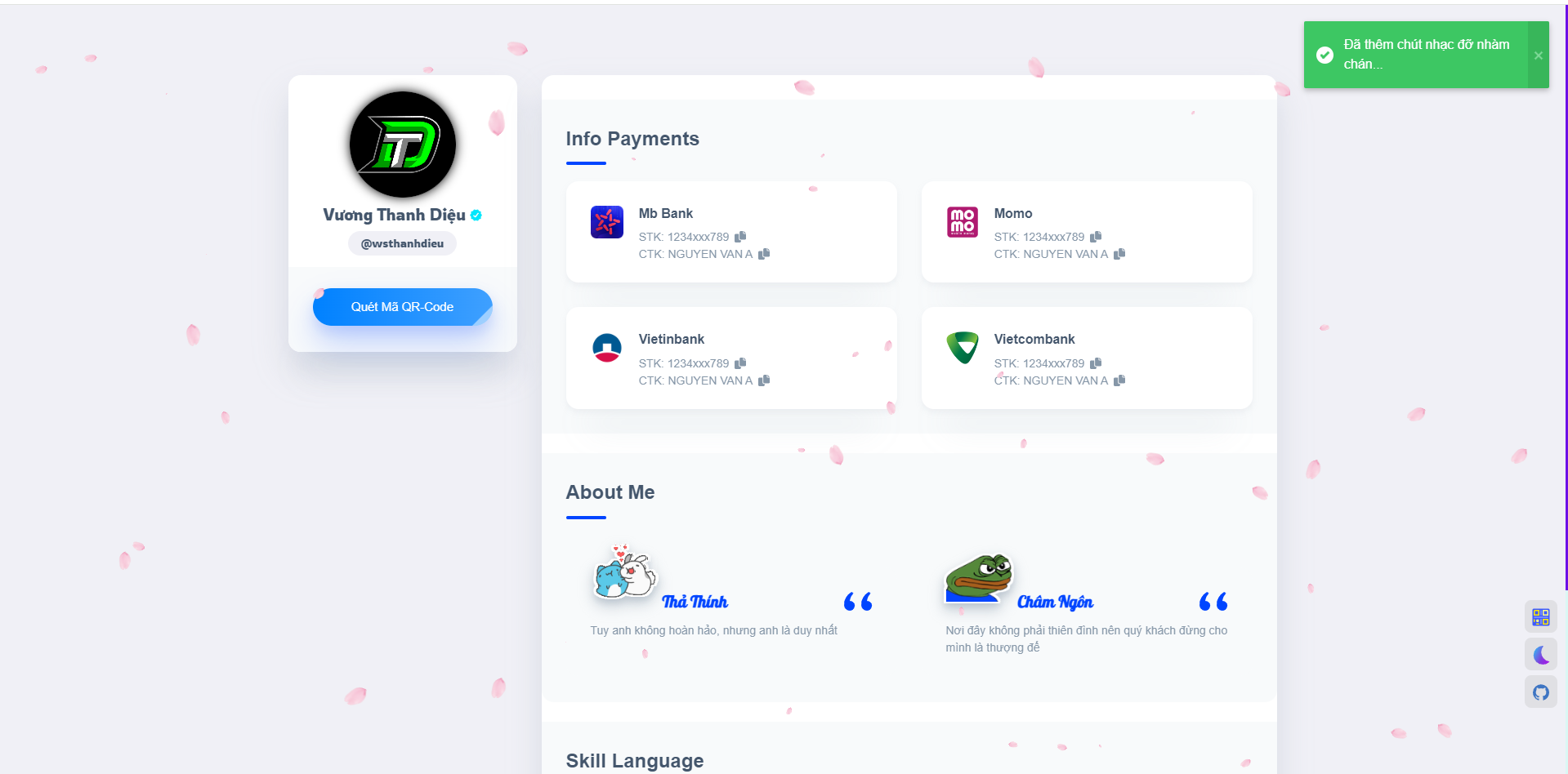 Profile Thông Tin Thanh Toán Original (Full HTML)