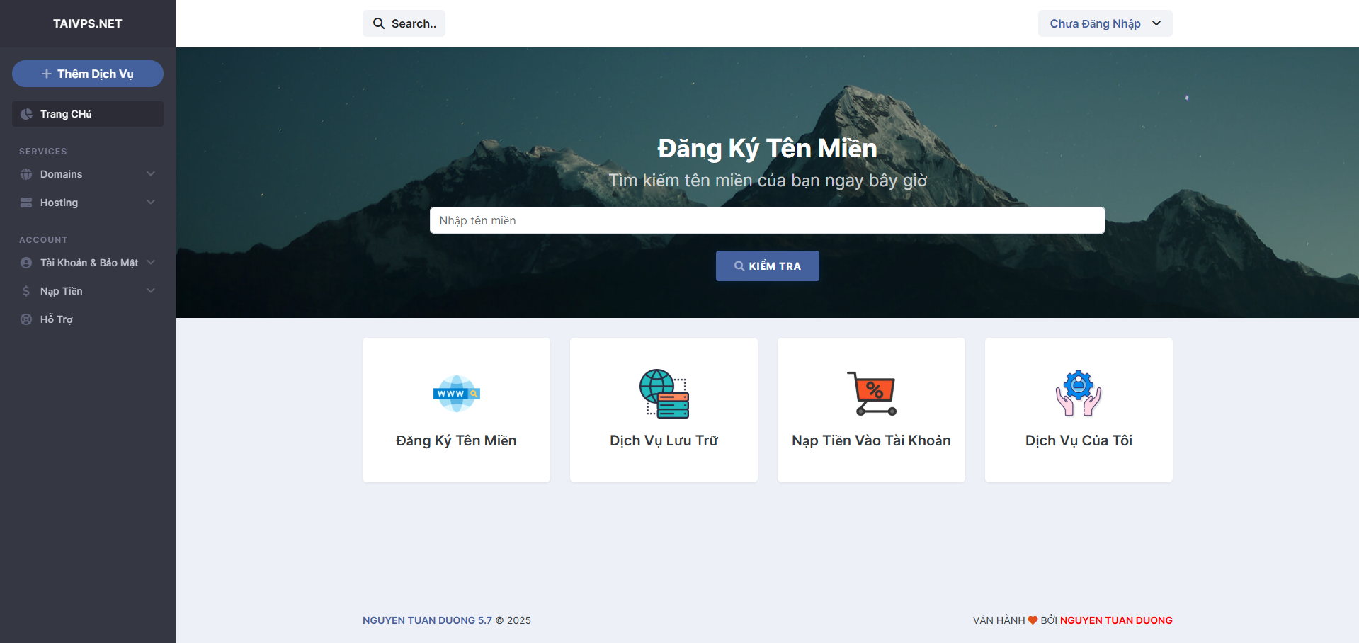  CODE BÁN TÊN MIỀN - HOSTING TỰ ĐỘNG (DASHMIX UI) - WusTeam