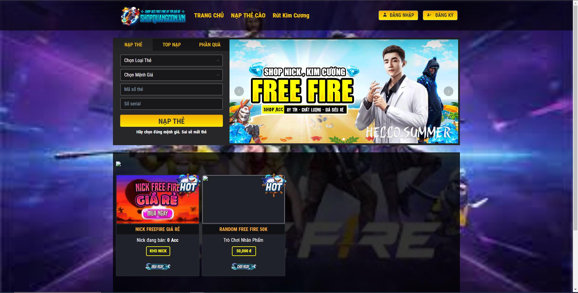  Code Shop ACC Free Fire, Có Vòng Quay Kim Cương  Nạp Auto - WusTeam